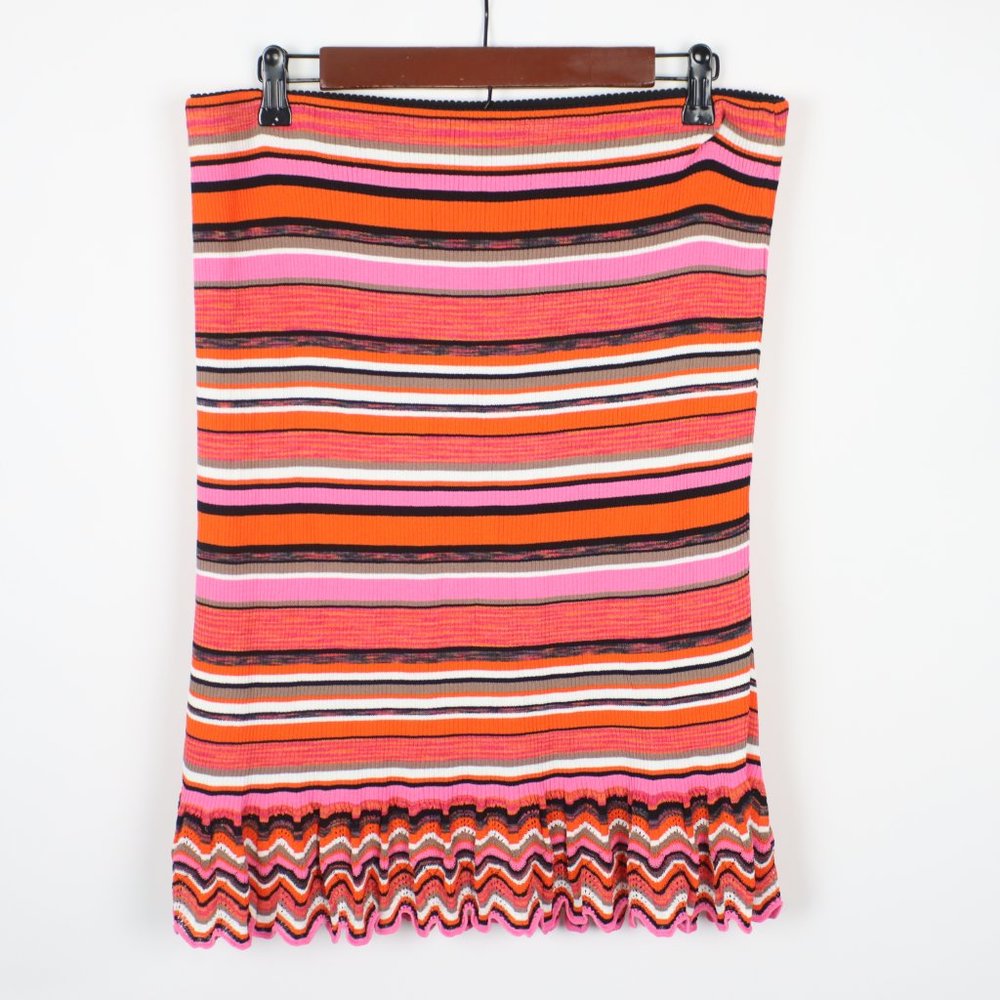 Marc Cain Womens Size N6 (US 16 / XL) Striped Ruffle Hem Skirt